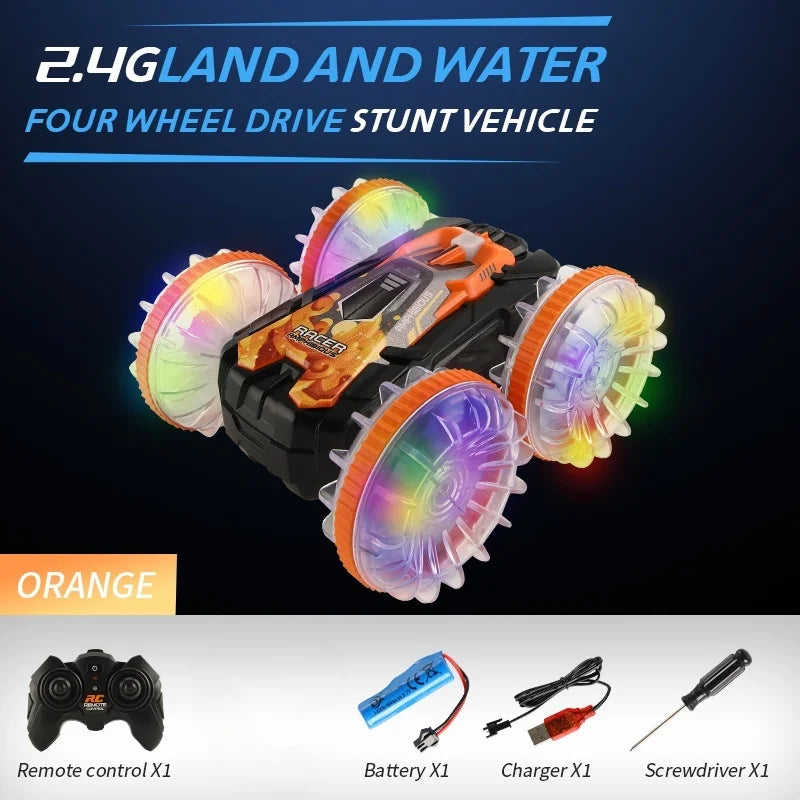 New RC Stunt Amphibious Stunt Off-road Electric Remote Control Vehicle Double-sided Tumbling Car Children's Lighting Toys Gifts