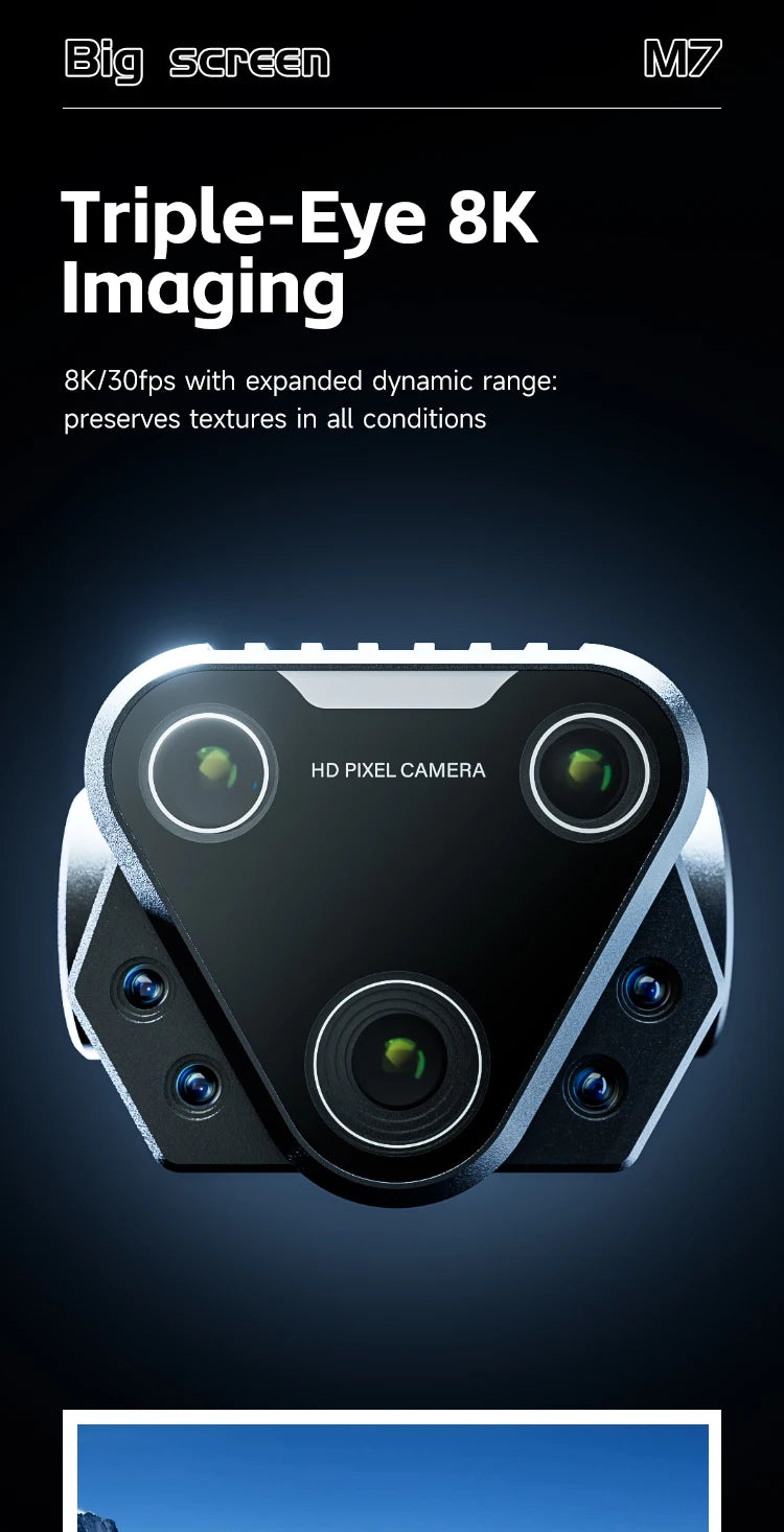 M7 Mini Drone Professional GPS 8K HD Camera Drones 5G WIFI FPV Video 4k UAV 4.5 inch large screen remote control RC Dron