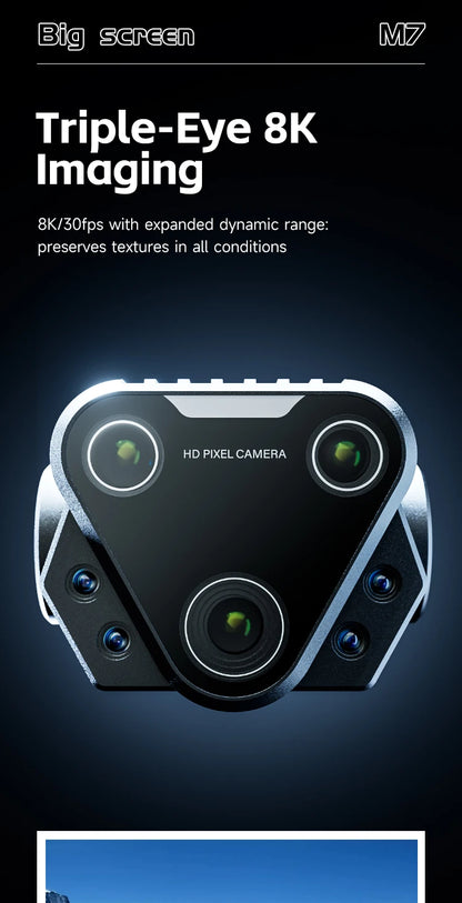 M7 Mini Drone Professional GPS 8K HD Camera Drones 5G WIFI FPV Video 4k UAV 4.5 inch large screen remote control RC Dron