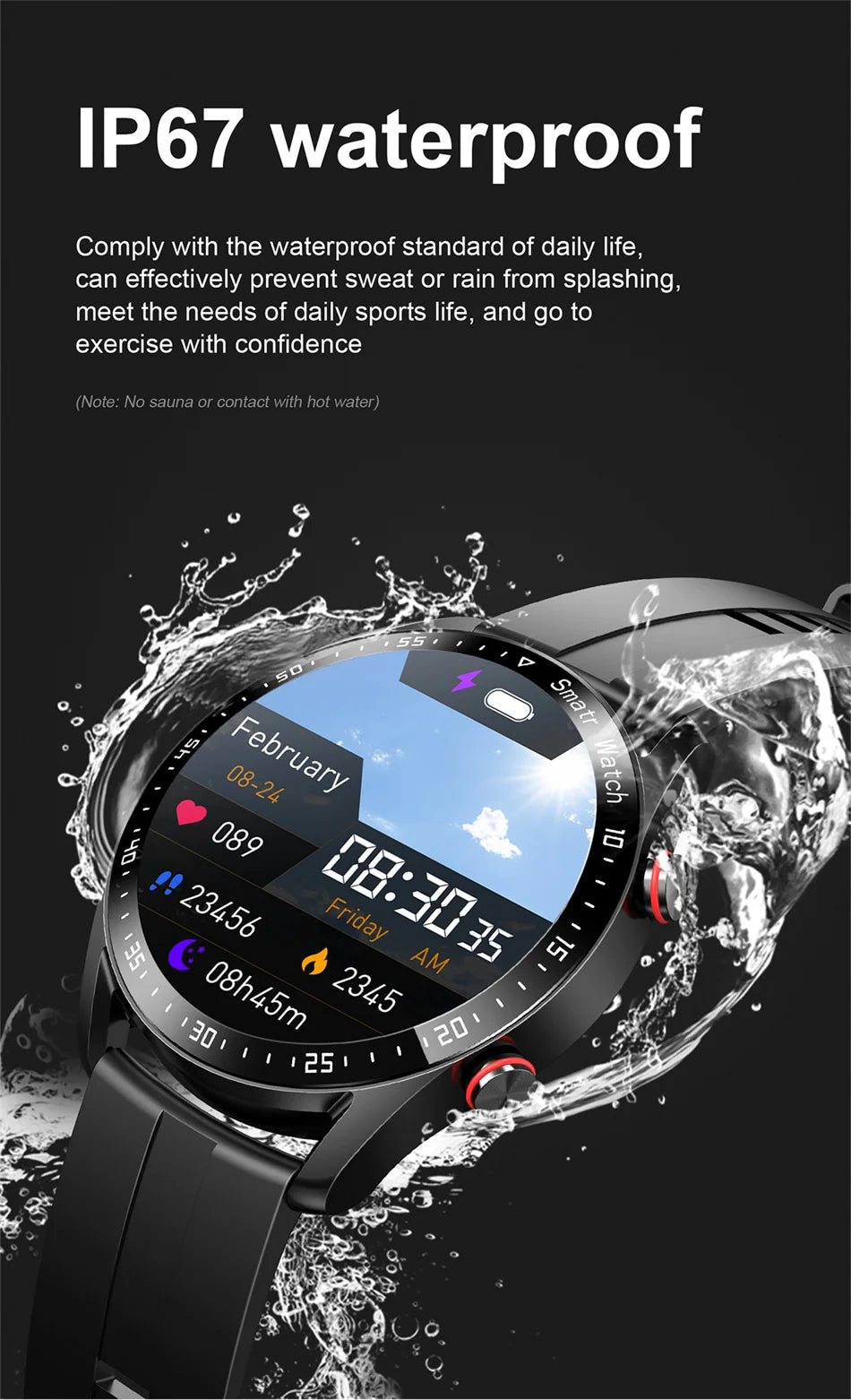 Men's Full Touch Screen Smartwatch 100+ Sport Modes Heart Rate ECG+PPG Monitoring Watch GT Series Bluetooth Call Smart Watch