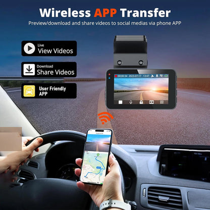Dash Cam Front 4K and Rear 2K HD WiFi ADAS Dashboard Camera with 3 Inch LCD Screen 64GB Memory Card for Car Car Driving Recorder