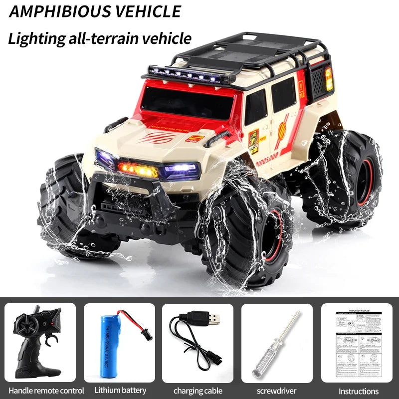 Rc Car Waterproof Amphibious 4Wd Off-Road Vehicle Remote Control Water Land Crawler Stunt Climbing Truck Toys for Boys Children