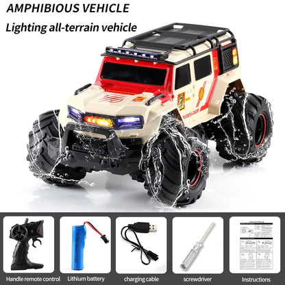 Rc Car Waterproof Amphibious 4Wd Off-Road Vehicle Remote Control Water Land Crawler Stunt Climbing Truck Toys for Boys Children
