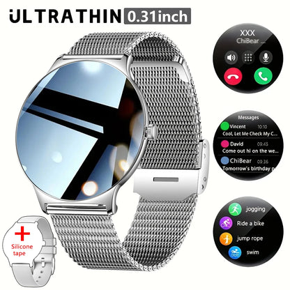 2025 New Ultra Slim AMOLED Smart Watch Women Screen Always Display Time Heart Rate BT Calling High-end Fashion Smartwatch IOS