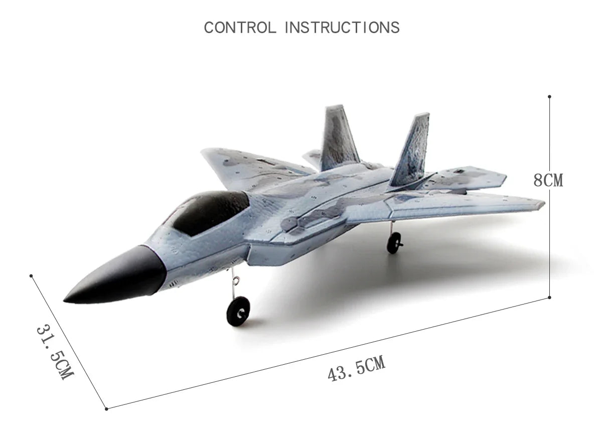 Foam RC Aircraft F22 Fighter Raptor Series FX-822 With Light 2.4Ghz 2CH Foam Drone Ready To Fly Airplane Toy Boy