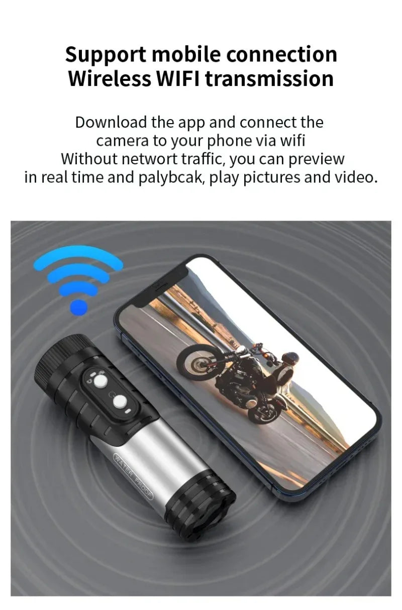 4K Mini Sport DV Action Sport Camera Flashlight Helmet Full HD 1080P Video Ideal Bodycam for Bike, Cycle, Motorcycle Camcorder