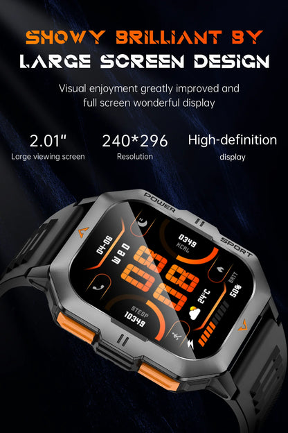LIGE Outdoor Smart Watch For Men Women‘s Health 2.01’’ HD Screen 430mAh Battery LED Flashlight Waterproof Sports Smartwatches