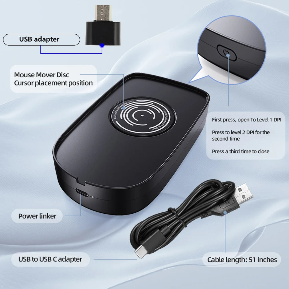 Undetectable Mouse Jiggler 5V 1A Simulate Mouse Mover Wired Wireless Mouse Compatible for Computer Awakening for Keeps PC Active
