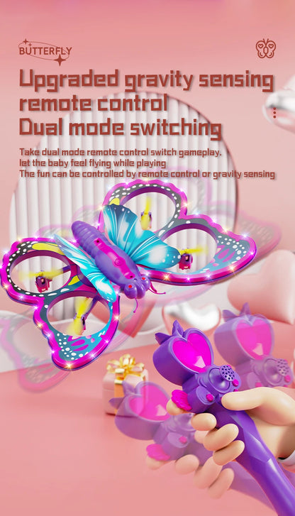 New V40 Glitter Butterfly Remote Control Aircraft 2.4GHz Gravity Sensing Mini Drone RC Quadcopter Children's Toy Gift