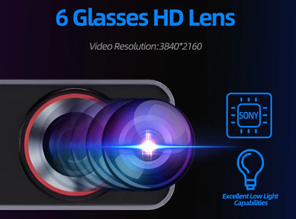 Dash Cam 4K HD Ultra Wide Angle Loop Recording Dash Cam Built-in WiFi Optional Dual Lens 24 Hours Parking Monitoring