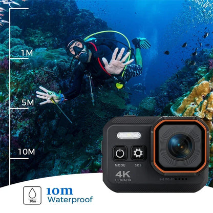 4K HD 60FPS Mini Camera Wifi Outdoor Sport 170° Wide Angle Action Kam Waterproof Bike Motorcycle Helmet Body Cam with LED Screen