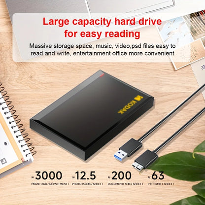 Kodak portable external hard drive PHDD, supports USB 3.0, 500GB/1TB/2TB capacity optional