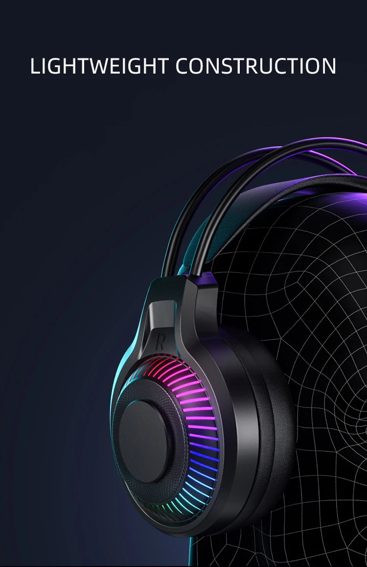 Goldpo G20 Gaming Headphones For PC/PS4/PS5 7.1 Surround RGB Gaming Headset Gamer USB Wired Headphones with Noise Cancelling Mic