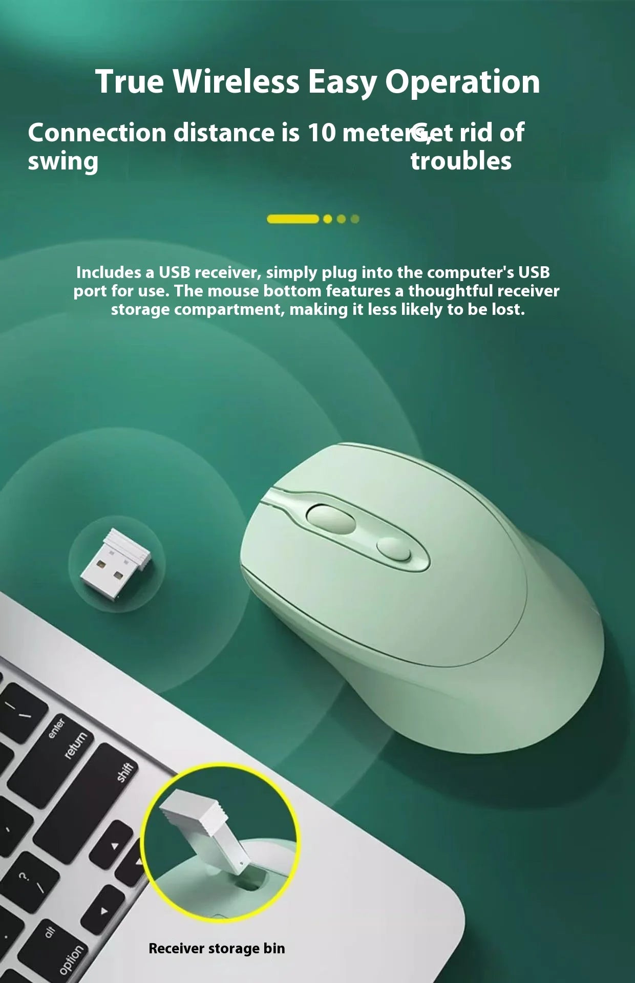 Wireless Mouse, Rechargeable, Computer Game Office Mouse, Dual-Mode Ergonomic Mouse, Portable Multi Color Mouse, Suitable for Pc