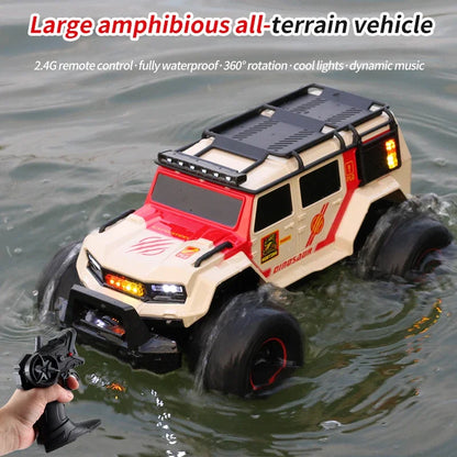 Rc Car Waterproof Amphibious 4Wd Off-Road Vehicle Remote Control Water Land Crawler Stunt Climbing Truck Toys for Boys Children