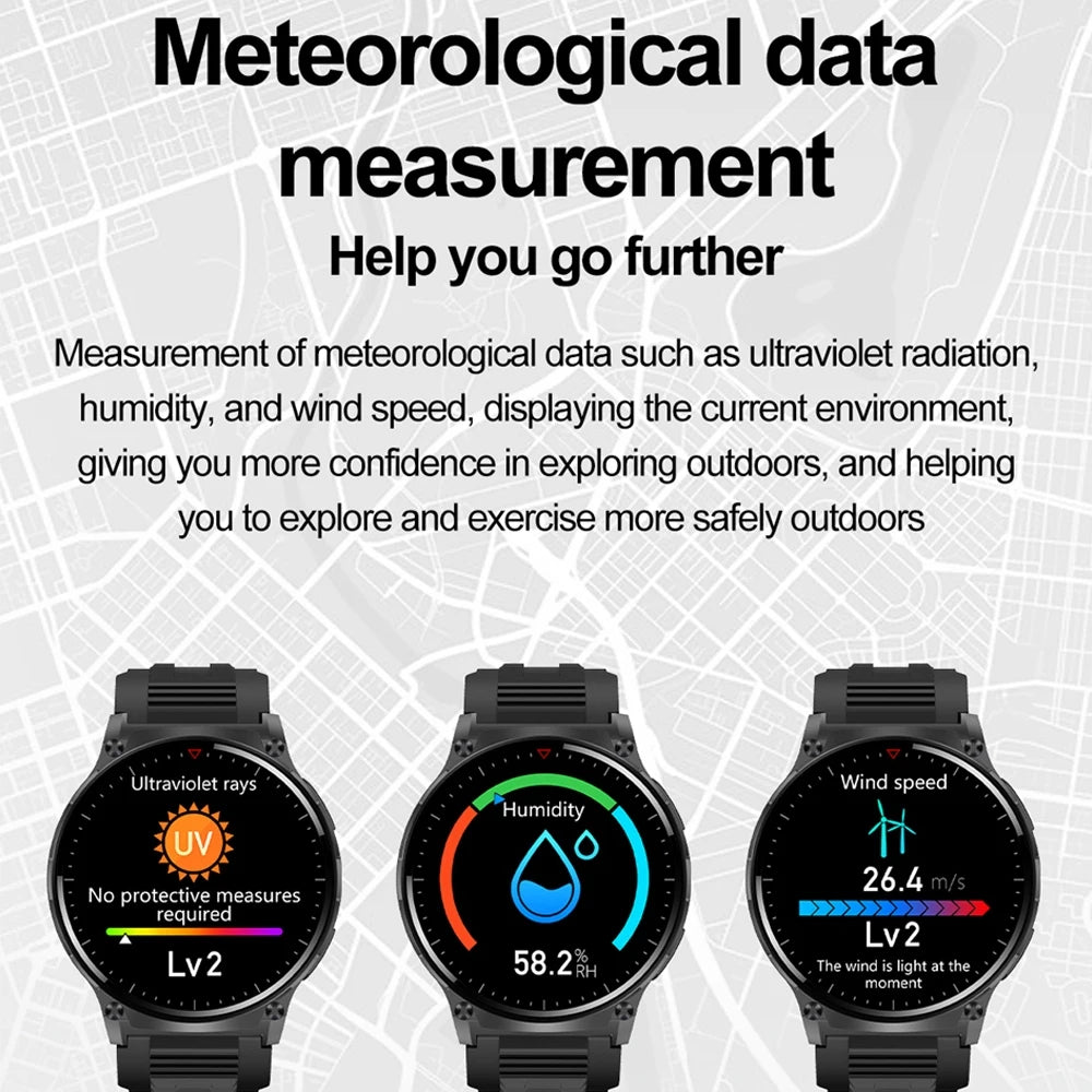 For Xiaomi New Smart Watch Men With LED Lights Outdoor GPS Motion Track Compass Waterproof Sports Watch Bluetooth Call 2024 New