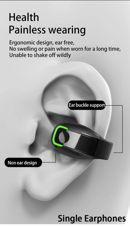 Ear clip earphones, Bluetooth wireless earphones, comfortable to wear for sports, office, leisure, and long battery life