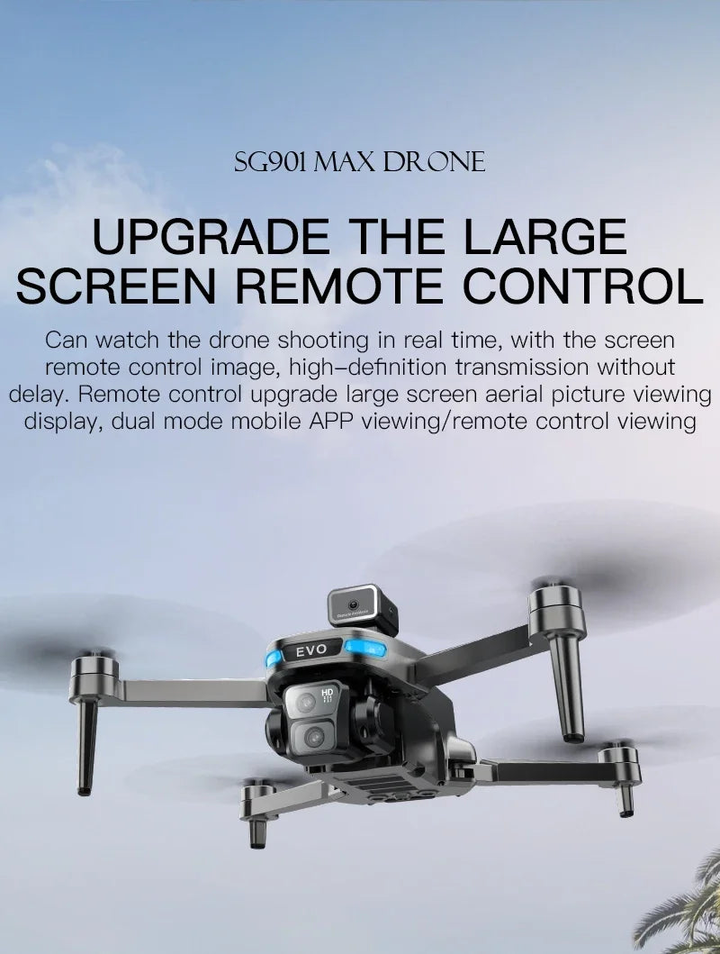 SG901MAX GPS Drone 8K Professional HD Dual Camera 5G WIFI With Screen 360°Obstacle Avoidance Brushless Foldable Quadcopter Drone