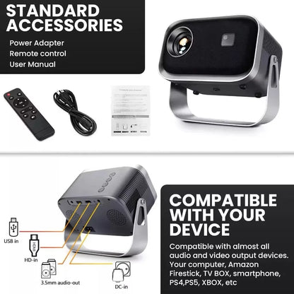 Projector 4K Android11.0 380 ANSI Native 1080P Wifi6 BT5.0  Home Cinema Outdoor Portable Projector