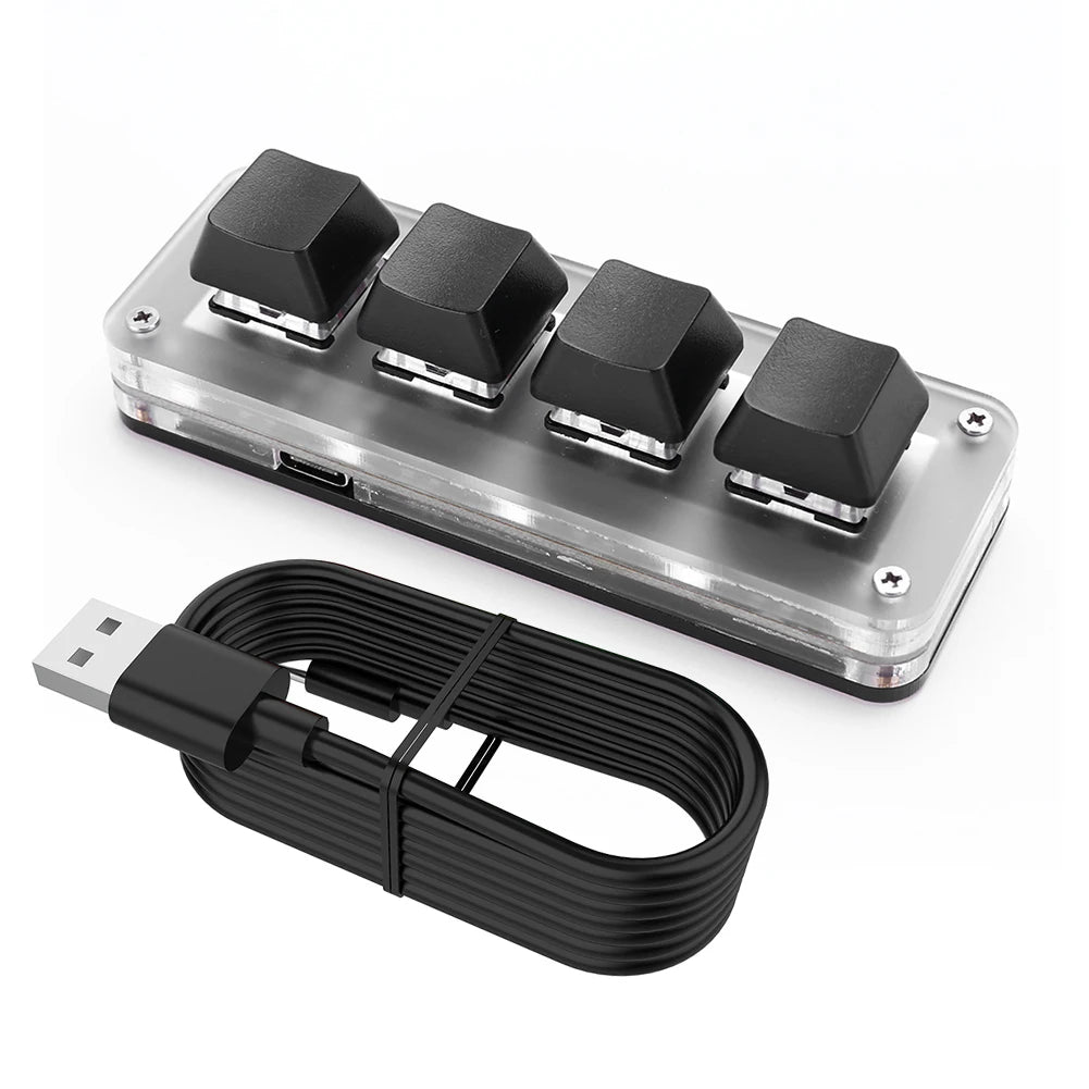 3 Key 1 Knob/4 Key Mini Mechanical BT Keyboard RGB Wired USB Mechanical Macropad Red Switches for Gamers/Designers/Video Editor