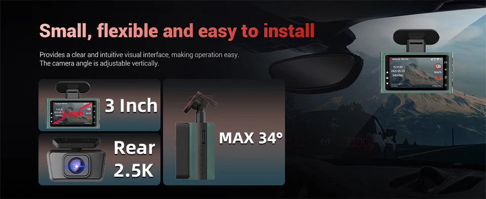 Dash Cam 4K Ultra High Definition Support Speed Real Display Loop Recording Optional 2.5K Rear Camera Driving Recorder