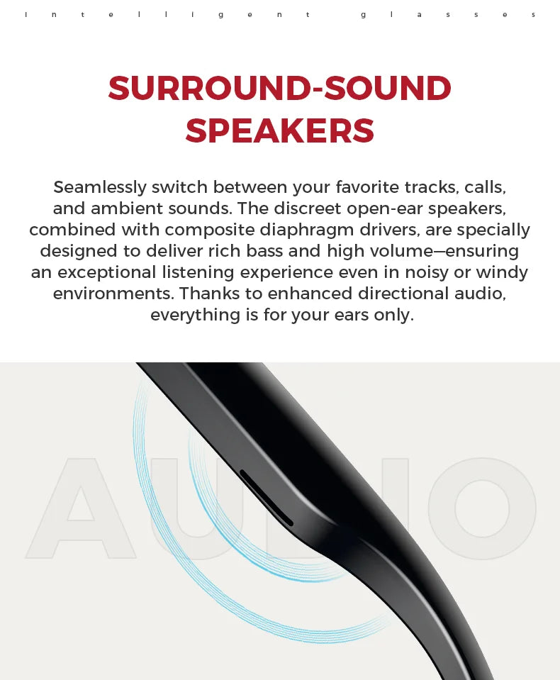 2025 New 800w HD Smart Glasses UV Protective Voice Assistant Touch Control Hands-Free Sound Surround Local Music Smart Glasses