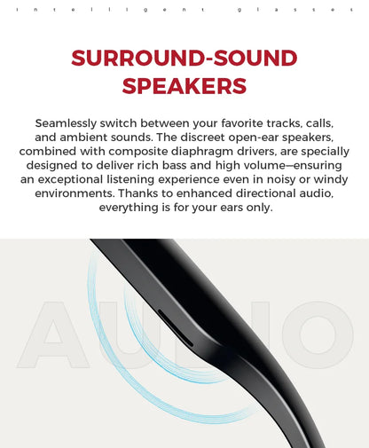 2025 New 800w HD Smart Glasses UV Protective Voice Assistant Touch Control Hands-Free Sound Surround Local Music Smart Glasses