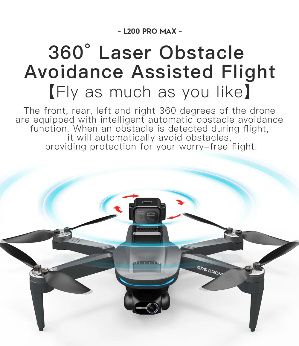 LYZRC L200 PRO MAX Camera Drone 4K Professional 2-Axis PTZ GPS Dron Brushless 360 Obstacle Avoidance 5G WIFI Foldable Quadcopter