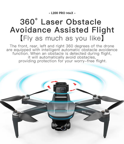 LYZRC L200 PRO MAX Camera Drone 4K Professional 2-Axis PTZ GPS Dron Brushless 360 Obstacle Avoidance 5G WIFI Foldable Quadcopter