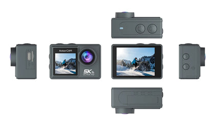 5K 4K60FPS Action Camera Dual IPS Touch LCD DVR EIS 170° 30M Waterproof 5X Zoom Sport Camera With Wireless Mic&Remote Control