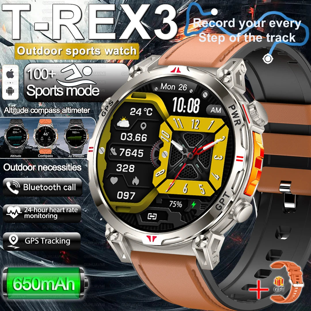 2025 Best seller Military AMOLED HD SmartWatch GPS Compass 10ATM Waterproof Tactics 170+Sport BT call SmartWatch 650Mah Battery