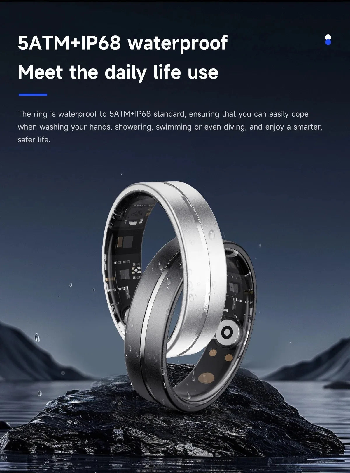 Smart Health Ring Comprehensive Monitoring Elegant Design Multi-Functional Sports Tracker IP68 Waterproof Rings for Women Men