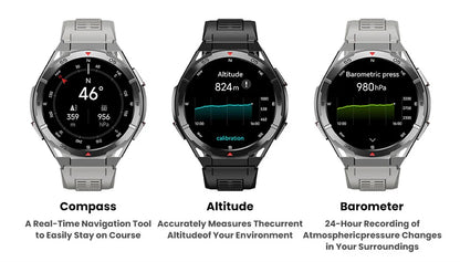 GPS Smartwatch Men 1.43" AMOLED 10ATM Waterproof Bluetooth HD Call Compass Altitude Barometer Multi Sport Mode Smart Watch
