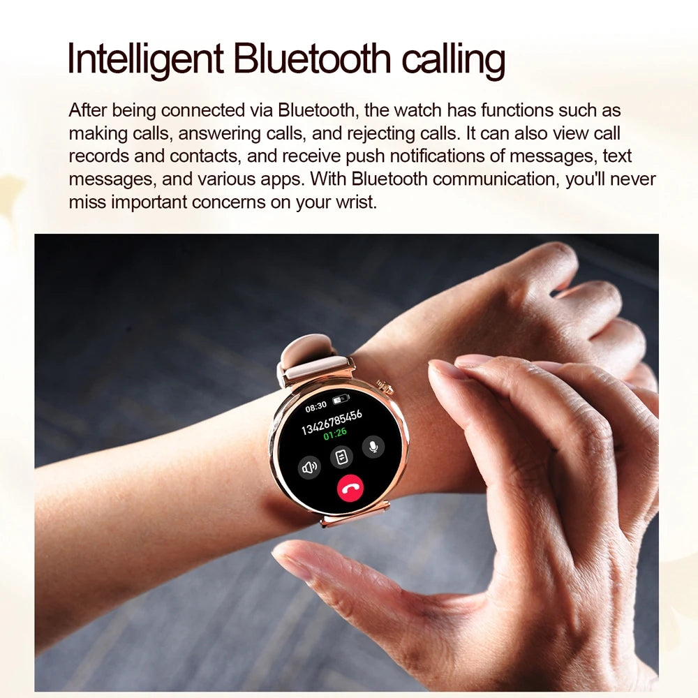 2025 New Fashion Bluetooth Call Smart Watch Women AMOLED HD Screen Health Monitoring 100+ Sports Mode Smartwatches IOS