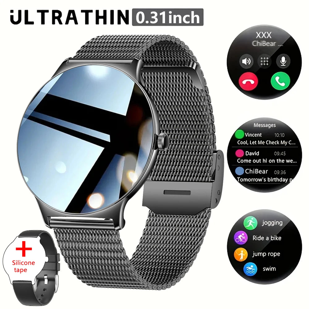 2025 New Ultra Slim AMOLED Smart Watch Women Screen Always Display Time Heart Rate BT Calling High-end Fashion Smartwatch IOS