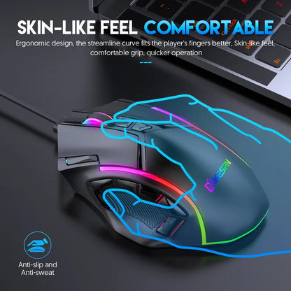 Macro Definition Wired Rgb Gaming Mouse  Full Speed 12800dpi 12 Keys Computer Accessories
