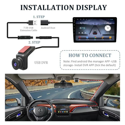 Dash Cam Car USB ADAS DVR HD1080P Special for Android Multimedia Player Dual-lens Front Rear 170 Degree Recorder Reverse Vision