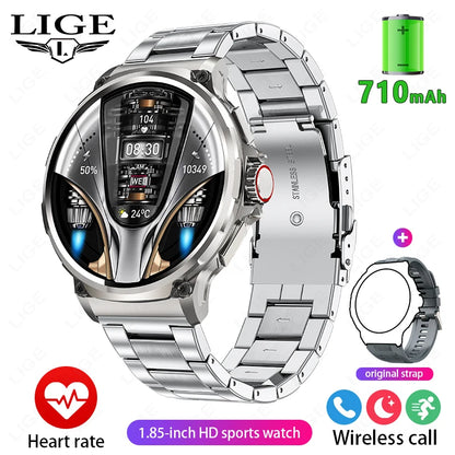 LIGE 1.85 Inch Smart Watch Men 710mAh Battery Long Standby Bluetooth Call Smartwatch New Fitness Watch Sport Tracker Andriod IOS
