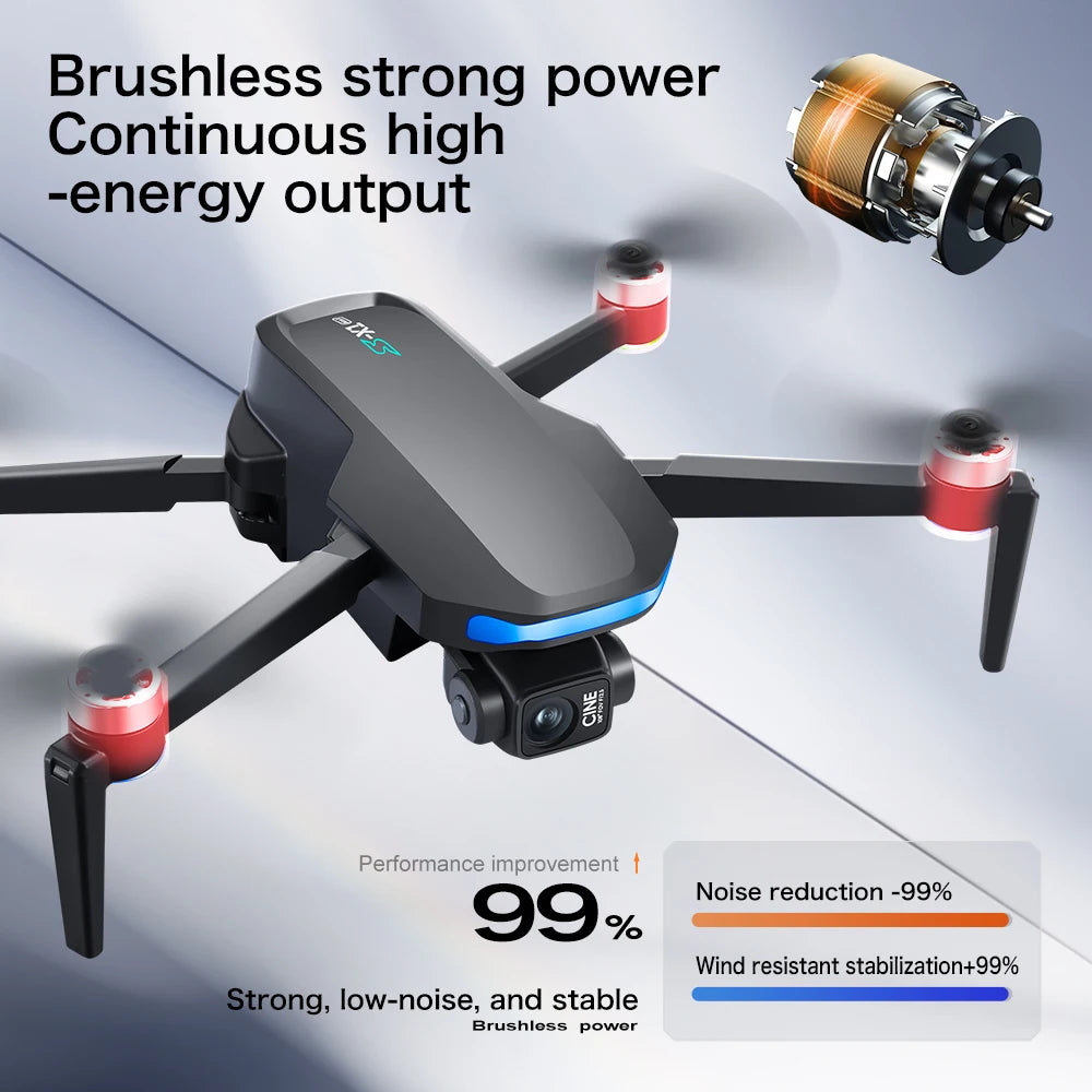 S-X1 GPS Drone 4K Professional HD Dual Camera 5G WIFI Brushless FPV Quadcopter Foldable 3-axis Gimbal Aerial Photography RC Dron