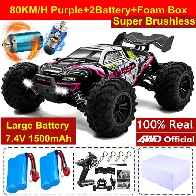 4WD Remote Control Car Off Road 4x4 RC High Speed Buggy Truck Super Brushless 50 or 80KM/H Fast Drift Racing Toy Kids Adults
