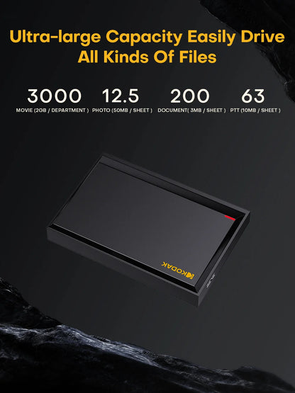 KODAK Portable External Hard Drive PHDD 500G/1TB High-Speed Storage for PC, Laptop, PS5, PS4 Lag-Free Gaming & Large File Transf