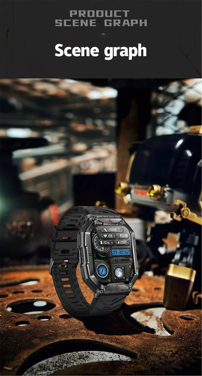 2.1 Inch AMOLED HD Screen Smartwatch Men Compass GPS Outdoor Sports Health Monitoring 1ATM Waterproof Bluetooth Call Smart watch