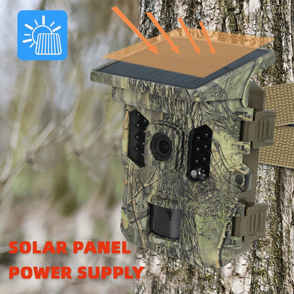 Wildlife Camera Solar Energy Trail Cam 4K with 1080P Night Vision Waterproof BT WiFi APP 16MP Game Camera with Motion Activation