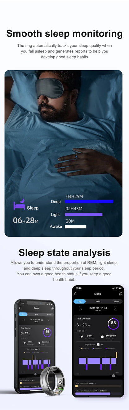 2025 R06 Smart Ring Men Women Health Monitor IP68 Waterproof Man Smartring Fitness Tracking Smart Rings Multiple Sport Modes