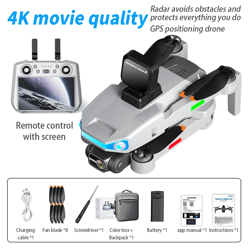 AE3 PRO Max NEW LCD SC GPS Drone 8K Dual Camera 5G Wifi FPV 3-Axis Gimbal Professional Obstacle Avoidance Quadcopter RC Dron Toy