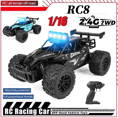 RC Alloy Car 1:16 Scale 2WD Off-Road Remote Control Car with LED Lights And 20KM/H High Speed For Kids Boys Girls Gifts Toys