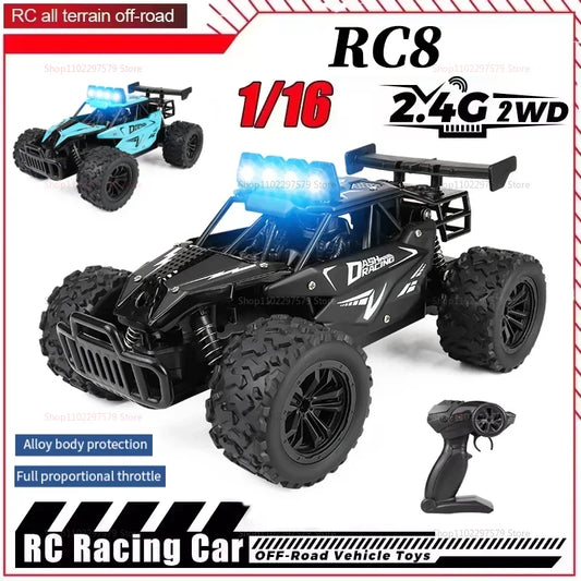 RC Alloy Car 1:16 Scale 2WD Off-Road Remote Control Car with LED Lights And 20KM/H High Speed For Kids Boys Girls Gifts Toys