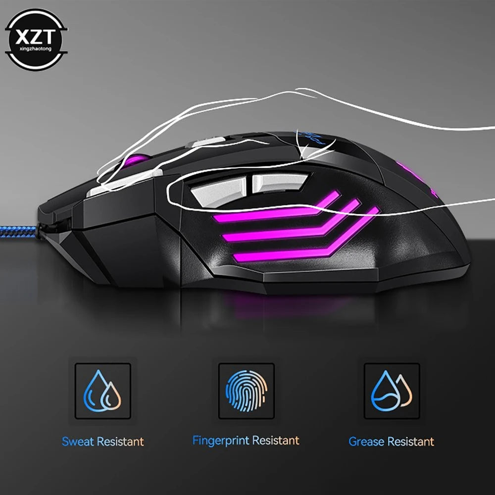 Professional Wired Gaming Mouse 7 Button Ergonomic USB Optical Mice 5500 DPI Backlight Adjustable for PC Gamer Computer Desktop