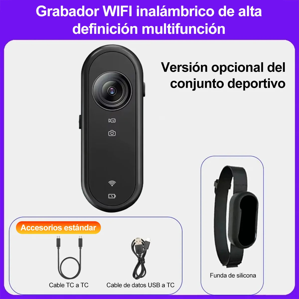 Multifunctional 4K Sports Camera WiFi Waterproof 120° Wide Angle Magnetic Mount Loop Recording for Cycling Travel Adventure