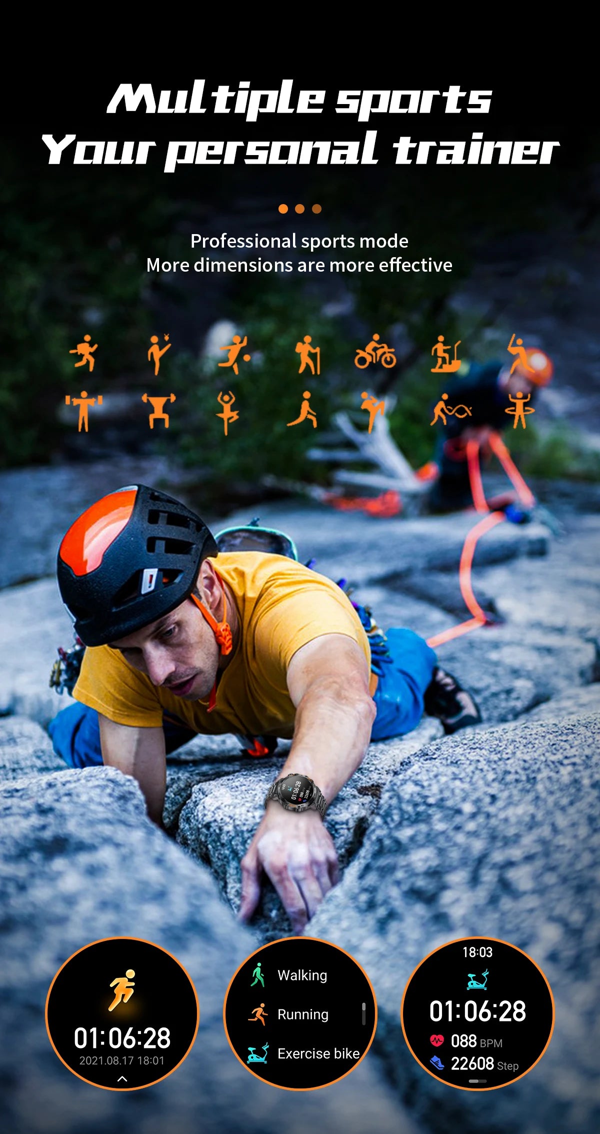 LIGE 2025New Smart Watch Men 360*360 AMOLED HD Screen Waterproof Sport Fitness Watches Flashlight New Smartwatch For Android ios